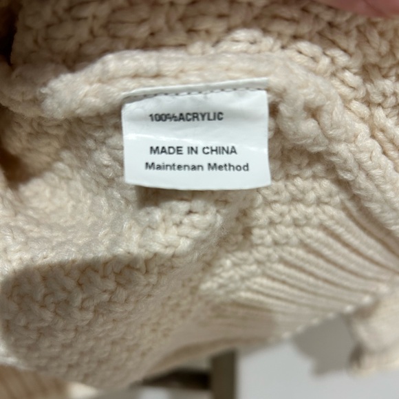 Zesica Mock Neck Oversized Knit Sweater Beige Long Sleeve Women’s Size XL - Picture 6 of 7